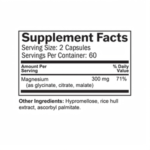 Complexe de magnésium 200 mg 13 en 1 végétalien : triple formule de glycinate, malate et citrate de magnésium en capsules – Capsules de magnésium relaxantes - Product Image 2