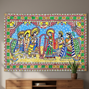 Peinture Madhubani de la collection du musée, art populaire authentique du Bihar fait main sur toile, modèle 3D complet 1 - Product Image 6