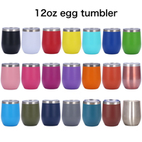 Vaso Térmico de Acero Inoxidable de Doble Pared con Forma de Huevo, 12 oz, Color Negro con Recubrimiento en Polvo Ecológico, Personalizado, Moderno