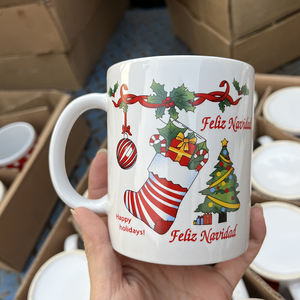Tazas de Cerámica Personalizables para las Fiestas con Diseños de Calcomanías con el Logotipo de Feliz Navidad para Amantes del Café, Tazas de Cerámica Navideñas - Product Image 5