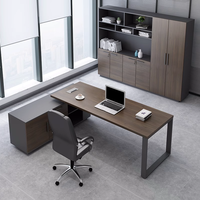 Mobilier de bureau moderne de luxe haut de gamme en forme de L avec armoire de rangement en mélamine Design Executive Manager Home Office Desk