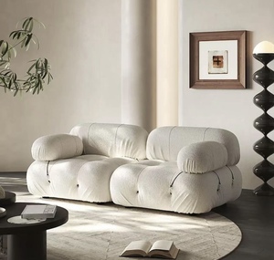 Contemporary Tufted Three Seat Fabric Sofa Extra Soft <b>Foam</b> Filled Rectangular Design - Product Image 2