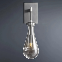 Applique murale LED de luxe moderne américaine, style rénovation, corps en cuivre, cristal goutte d'eau, pour salon, style minimaliste