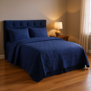 Cubrecama Acolchado DB Navy Queen, Patrón de Patchwork Bordado en Algodón, para Uso Doméstico - Product Image 2