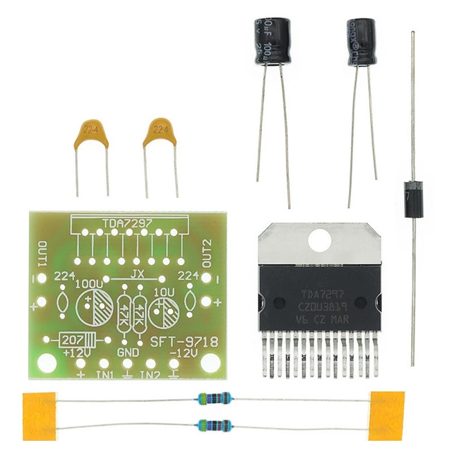1set TDA7297 amplifier board spare parts dc 12v grade 2.0 dual audio encoding 15w electronic diy kit