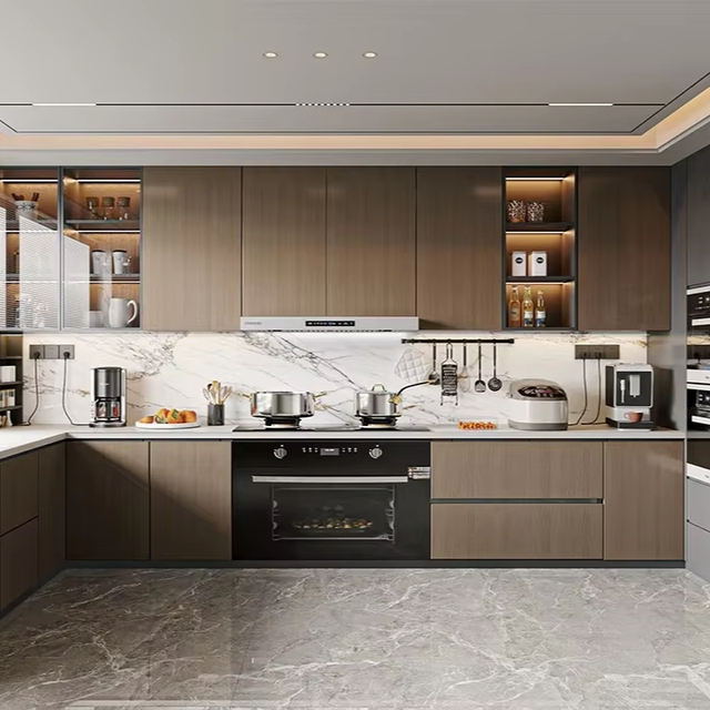 2025 Hot Selling Plywood Open Cabinet Embedded Refrigerator Modern Eco-Friendly Water Resistant Multi-Functional for Kitchen