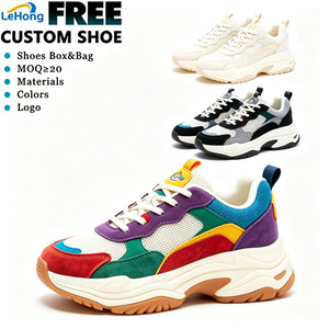Sneakers Dad Personalizzate con Texture in Pizzo Effetto Crack e Color Block, Logo del Marchio Privato, Suola Spessa Curva con Plateau, Punta Moderata, Unisex, Stile Retrò - Product Image 1