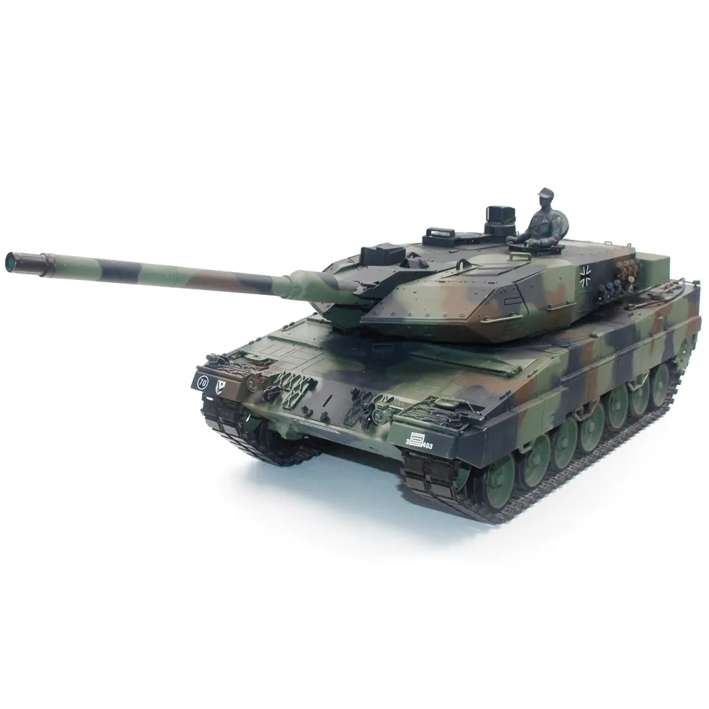 Henglong-tanque de Metal alemán Leopard 2 A6 RC, tanque de batalla principal, 3889G, 2,4, modelo de juguete, coche de guerra a Control remoto para regalos