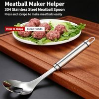 Alat Pembuat Bakso dari Baja Tahan Karat 304, Cetakan Oval untuk Membentuk dan Meratakan Bakso, Sendok Pembentuk Bakso untuk Bakso Udang dan Bakso Sayuran