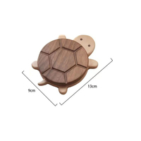 Sous-verre en bois de hêtre résistant à la chaleur avec logo personnalisé et motif tortue, 9x13cm, 3cm d'épaisseur
