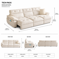 Canapé sectionnel électrique inclinable en tissu contemporain avec chaise longue pour salon de villa