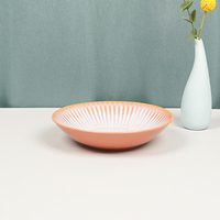 Top vente nordique de luxe Orange rond en céramique Restaurant maison assiette et bol ensemble ensembles de vaisselle en porcelaine