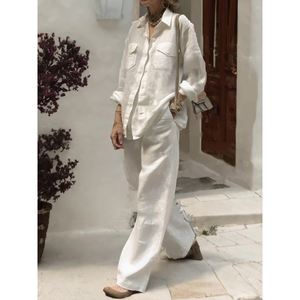 New Women's Long Sleeve Shirt Loose <b>Pants</b> Cotton 2 Piece Set Set Fashion - Product Image 3