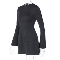 Printemps été nouvelle Mini robe pour femmes Sexy à manches longues col rond mince a-ligne élégante robe fête discothèque vêtements femmes