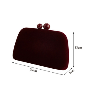 Bolso de mano de terciopelo para mujer, bolso de noche color burdeos, bolso para fiesta de boda, para vestido formal Cheongsam con cadena desmontable - Product Image 3