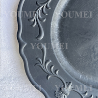 Assiettes de présentation rustiques style ferme pour mariages, décorations de table noires élégantes pour réceptions de mariage