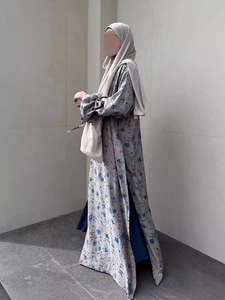 Zifeng OME Middle East donna stampa ampio abito Design rilegatura polsino sotto la gonna Smock a fessura - Product Image 2