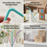 SOTON Pailles à boire en papier biodégradables et compostables écologiques 6x197mm pour smoothies, milkshakes, boissons de bar et fêtes