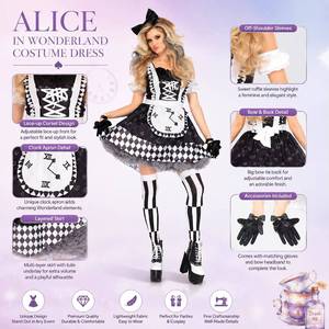 Disfraz de MS Hatter, disfraz de sirvienta de Alicia en el País de las Maravillas, traje de fantasía a cuadros para Halloween - Product Image 2