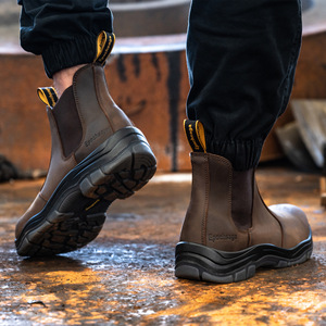 Stivali di Sicurezza in Pelle di Alta Qualità per <span class=keywords><strong>Uomo</strong></span>, Resistenti all'Olio e all'Acqua, Antiscivolo, con Punta in Acciaio, per Inverno, Autunno ed Estate - Product Image 6