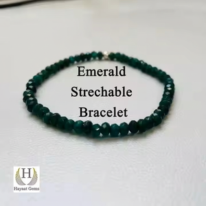 Hermosa Esmeralda facetada suelta cristal joyería cuentas estirable verde pulsera para hacer DIY - Product Image 1