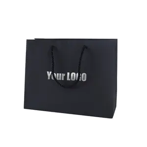 Luxury Ribbon Handle Boutique Shopping Packaging Customized Printed Paper Gift Bags With Logo