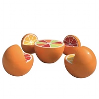 Ensemble de jardin coloré en résine pour adultes, motif fruit du dragon, avec table ronde et chaises en forme de fruits pour repas en extérieur