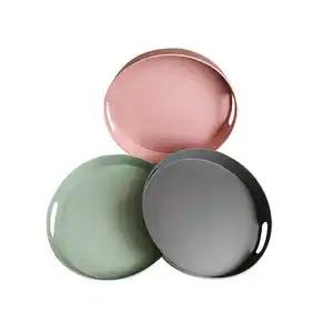 12 Zoll bunte benutzer definierte runde gesunde und Schönheit Roll-up Kunststoff rosa Serviert ablett Melamin Tablett