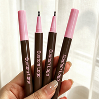 Crayon à lèvres marron longue tenue et anti-bavures avec logo personnalisé, enrichi en vitamine E, applicateur à bille arrondi en tube marron