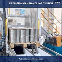 Palettiseur entièrement automatique LWT pour ligne de production de conserves de cornichons, 2600 boîtes par heure avec distributeur de palettes en acier inoxydable