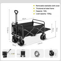 Chariot pliable utilitaire robuste en acier inoxydable, grande capacité, pour la plage et les courses