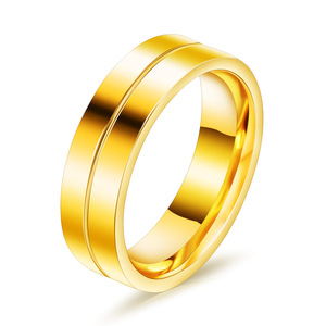 Stainless Steel <b>Ring</b> 6mm Single Row Zircon Inlaid 18K Gold Couple <b>Ring</b> Valentine Gift Laser Engraved Logo Women - Product Image 3
