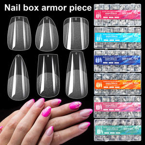 600PCS Boxed <span class=keywords><strong>Full</strong></span> Clear <span class=keywords><strong>Cover</strong></span> Nagels pitzen Set Thin Crystal Style mit halb mattem Finish und No-File Fit für euro amerikanische Nail Art - Product Image 2