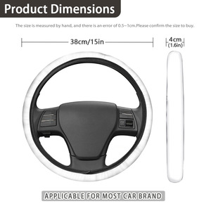 Housse de volant à imprimé floral en fibre de polyester, pour volant à 3 branches, pour intérieur de voiture, monobloc, MOQ, Dropshipping, OEM - Product Image 2
