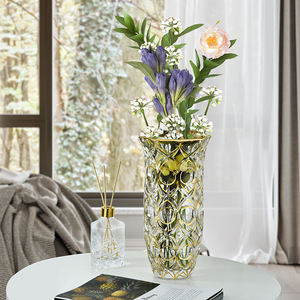 Nordic Modern Vintage <strong>Light</strong> Transparent Crystal Glass Eco-friendly Handmade Custom Size Gold Luxury Table <strong>Vase</strong> <strong>for</strong> Home Wedding - Product Image 3