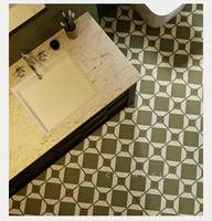 Carrelage antidérapant 200x200 vert nordique motif petite fleur pour cuisine, salle de bain et balcon – Vente en gros usine