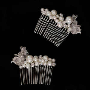 Épingle à cheveux de mariée Yutang Fashion style Ins en alliage, zircon et perles coquillages, mini peignes à cheveux mignons et doux pour mariage, 13 cm pour filles - Product Image 3