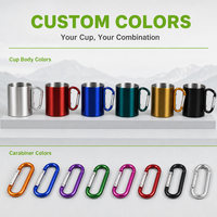 Mug de randonnée en acier inoxydable avec mousqueton, corps double paroi réutilisable et clip fixe pour les pauses en sentier et les boissons froides
