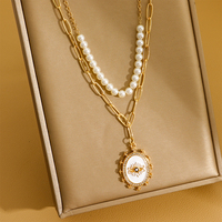 Collier de perles multicouches en or fait à la main, perles et cristaux, pendentif pour neutre