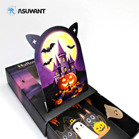 Boîte en carton à tiroir sur le thème d'Halloween avec oreilles de chat, impression couleur personnalisée, boîte cadeau coulissante pour bonbons, emballage OEM