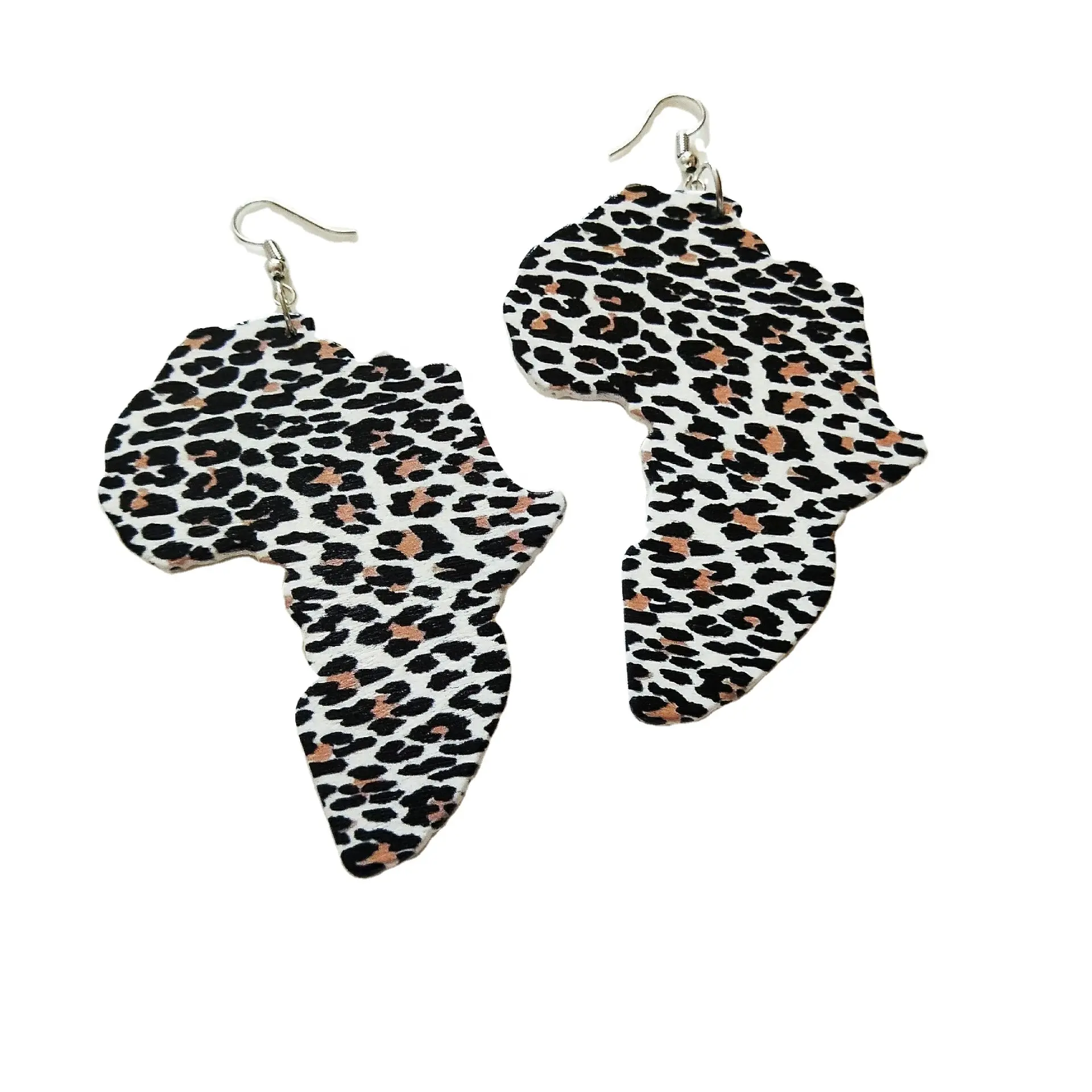 Модные серьги для женщин, африканские индивидуальные простые ретро деревянные подвески с леопардовым принтом, круглые резные геометрические серьги