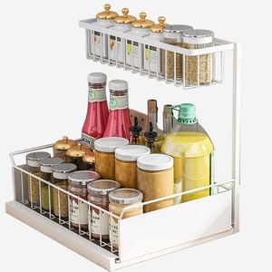 2 Tier Under Sink Organizer Kitchen Drawer <b>Shelf</b> Pullout <b>Shelves</b> Kitchen Under Cabinet Makeup Storage Cabinet Sliding Organizer - Product Image 6