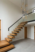 CBMMART Escalier d'intérieur en bois en U à limon unique sur mesure