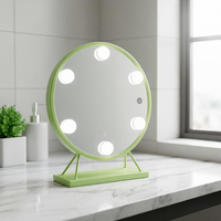 Round Single-Sided Metal Desktop Magnifying Makeup Mirror with Smart LED Lights 3 Color Dimmable USB Rechargeable & Personalized