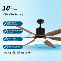 Ventilateur de plafond moderne à 6 pales de 54 pouces, à moteur DC à faible bruit et à économie d'énergie, avec télécommande, en métal, pour salon, vente chaude