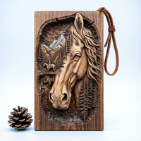 Plaque murale en bois sculptée à la main Tête de cheval, Art mural en relief style Western Montagne Forêt, Décoration de cabane et de maison, Cadeau