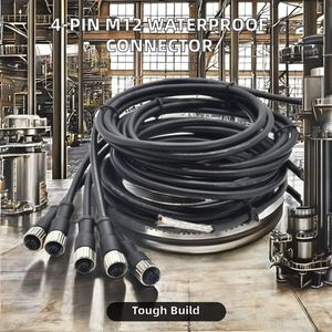 สายเคเบิลแม่พิมพ์4-PIN M12ประเภท DIN กันน้ำพร้อมขั้วต่อตัวเมีย4-PIN M12สำหรับการใช้งานด้านพลังงาน - Product Image 6