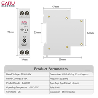Tuya EWeLink App WiFi Disjoncteur intelligent MCB 1P + N 63A Relais temporisé Commutateur de télécommande vocale pour Alexa Google Home EAWCBT