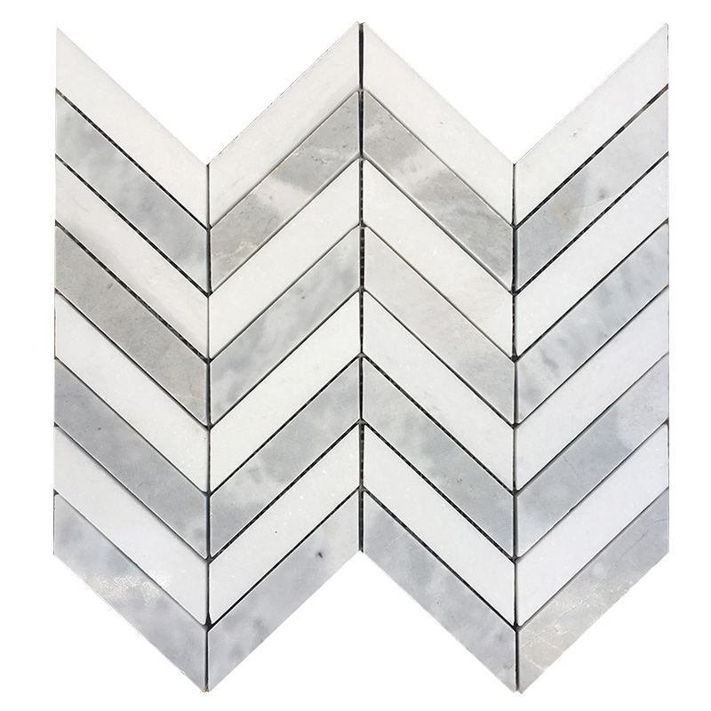 Herringbone mosaic tile marble mosaic for wall decoration bathroom kitchen grey white chevron pool marble mosaic