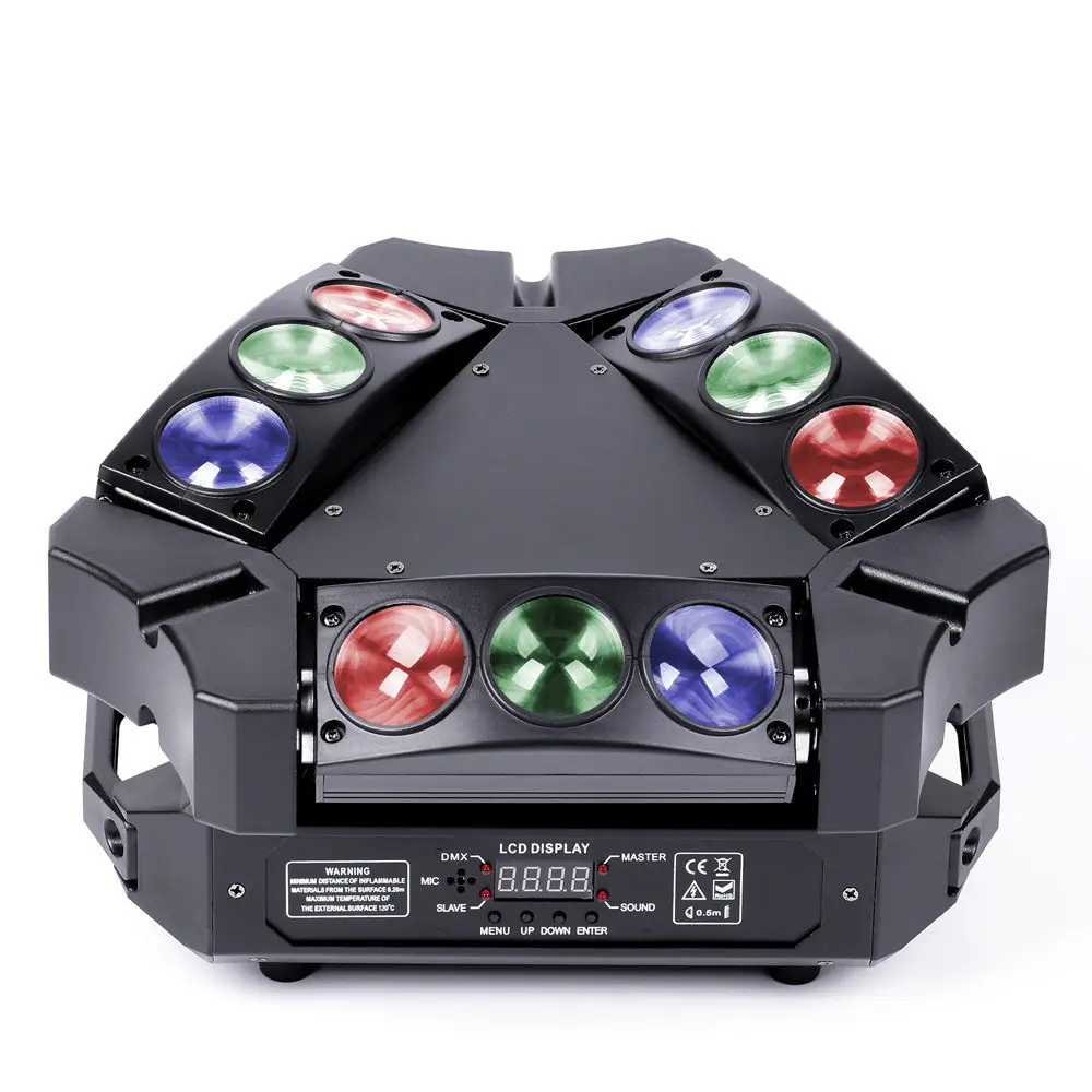 9pcs Beam Rotating Heads LED RGB Stage Effects Light DMX 512 Disco Lights For Party